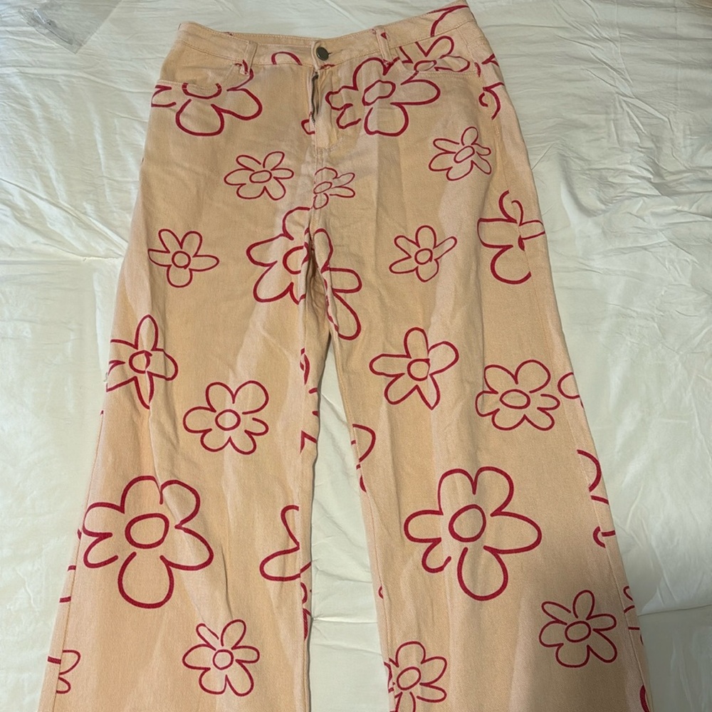 Bailey Rose light and hot pink flower design jeans